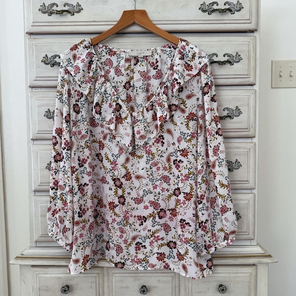 Loft Forest Fairy Ruffle Whimsical Blouse Top